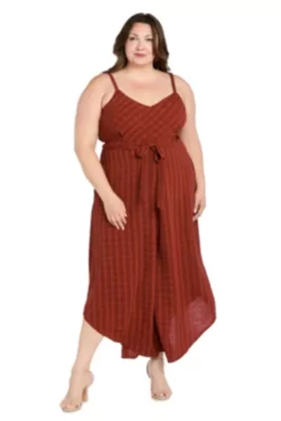 Womens 1Pc Scarf Hem Jumpsuit with Front Tie