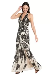 Long Beaded Halter Dress