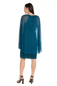 Short Sequin Lace Caplet Dress