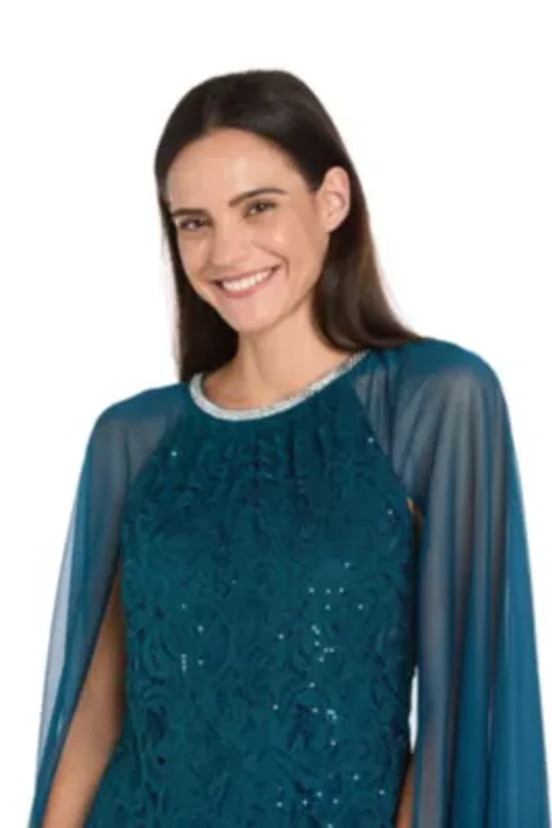 Short Sequin Lace Caplet Dress