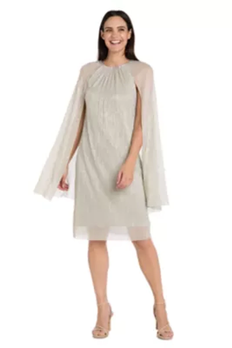 Short Metallic Cape Dress