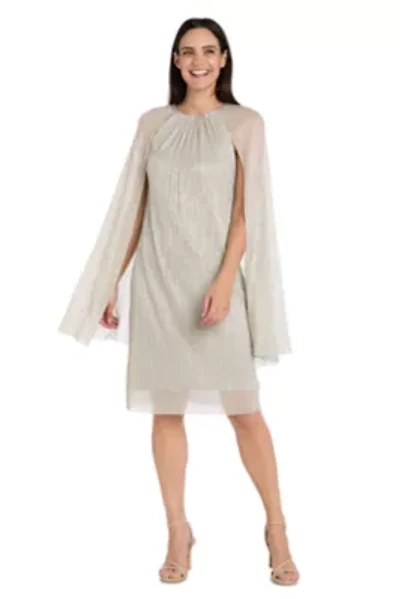 Short Metallic Cape Dress