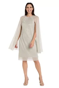 Short Metallic Cape Dress