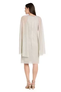 Short Metallic Cape Dress