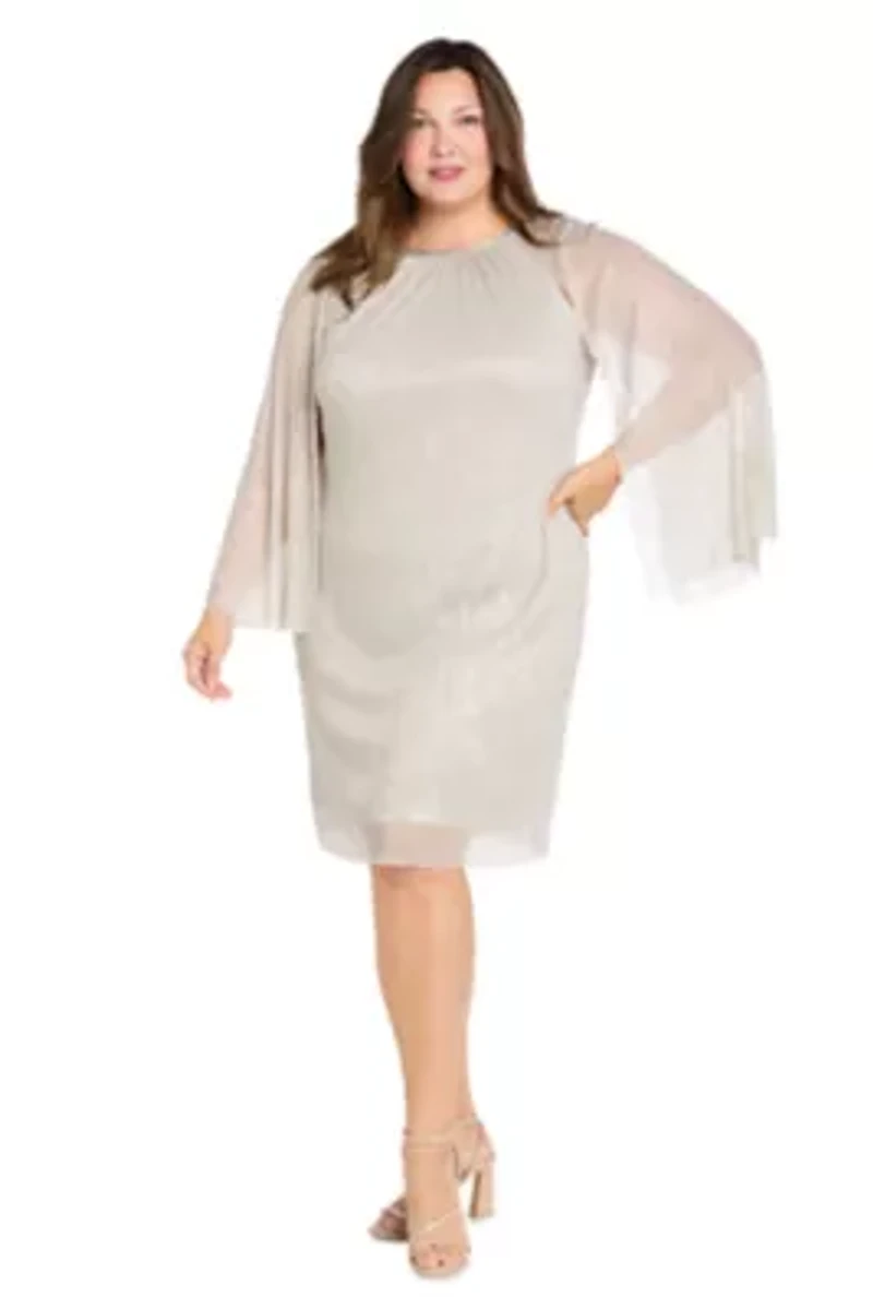 Short Metallic Cape Dress