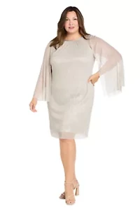 Short Metallic Cape Dress