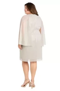 Short Metallic Cape Dress