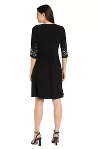 Flare Dress with Pearl Detail