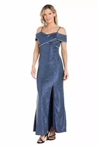 Rhinestone Trim Cold Shoulder Dress
