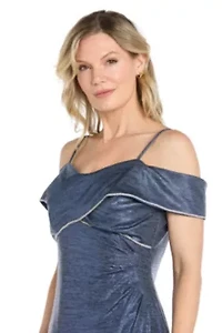 Rhinestone Trim Cold Shoulder Dress