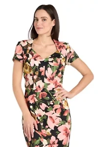 Missy 1Pc Floral Printed Sheath Dress