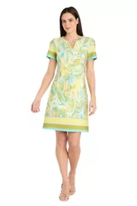 Missy 1Pc Short Sleeve Printed Sheath Dress