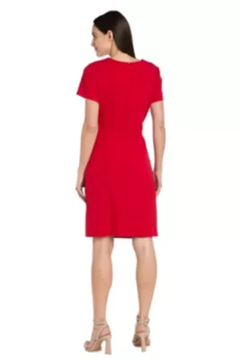 Missy 1Pc Short Sheath Dress with Pleated Side