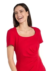 Missy 1Pc Short Sheath Dress with Pleated Side