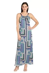 1Pc Printed Maxi with Shirred Neckline and Tie Back