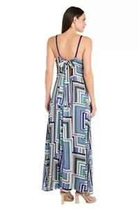 1Pc Printed Maxi with Shirred Neckline and Tie Back