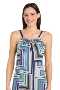 1Pc Printed Maxi with Shirred Neckline and Tie Back