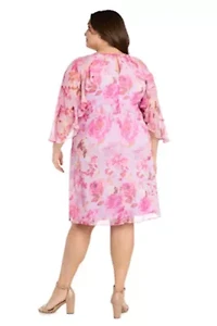 Womens 1Pc A-Line Dress with Keyhole and Ruffle Sleeves