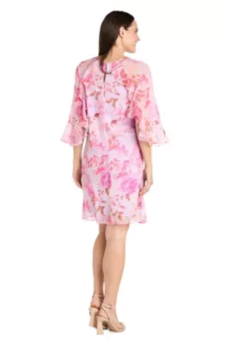 Missy 1Pc A-Line Dress with Keyhole and Ruffle Sleeves