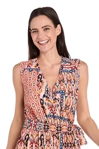 Missy 1Pc Ikat Printed Jumpsuit with Self Belt