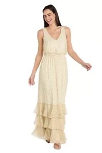 Petite 1Pc V-Neck Dress with Tiered Hem