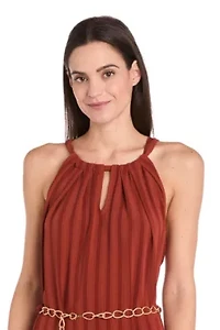 Missy 1Pc Textured Tank Dress with Chain Belt
