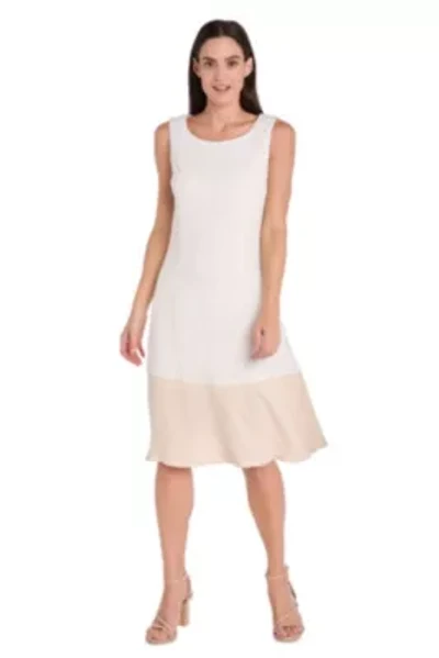 Missy 1Pc Tea Length Color Block Dress