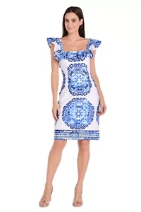 Short Scuba Print Dress