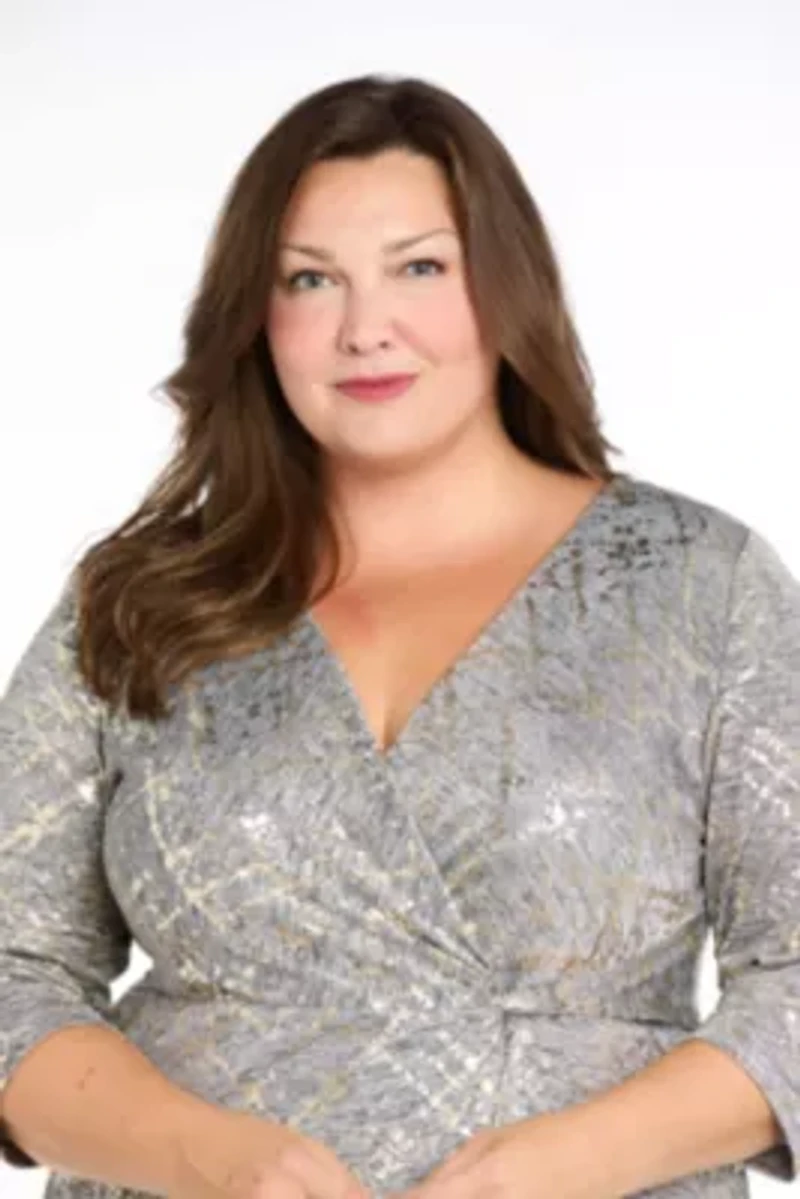 Wrap Knit Dress with Gold Foil