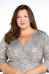 Wrap Knit Dress with Gold Foil