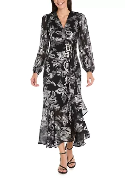 Women's Faux Wrap Dress with Hi-Lo Hem