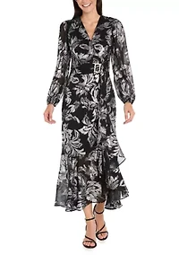 Women's Faux Wrap Dress with Hi-Lo Hem