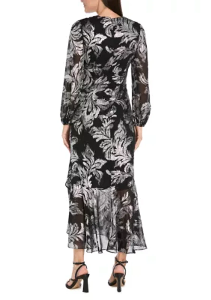 Women's Faux Wrap Dress with Hi-Lo Hem