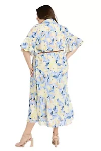 Linen Printed Midi Dress