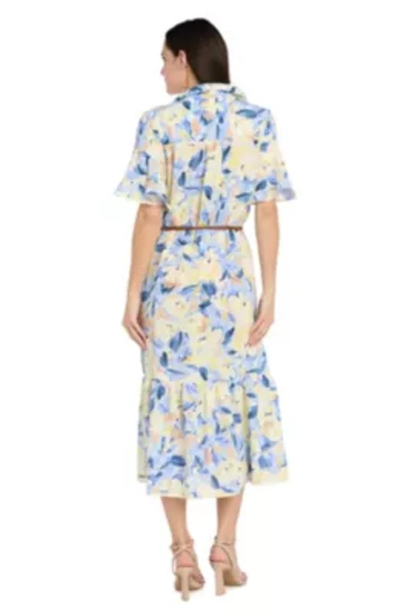 Linen Printed Midi Dress