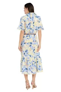 Linen Printed Midi Dress