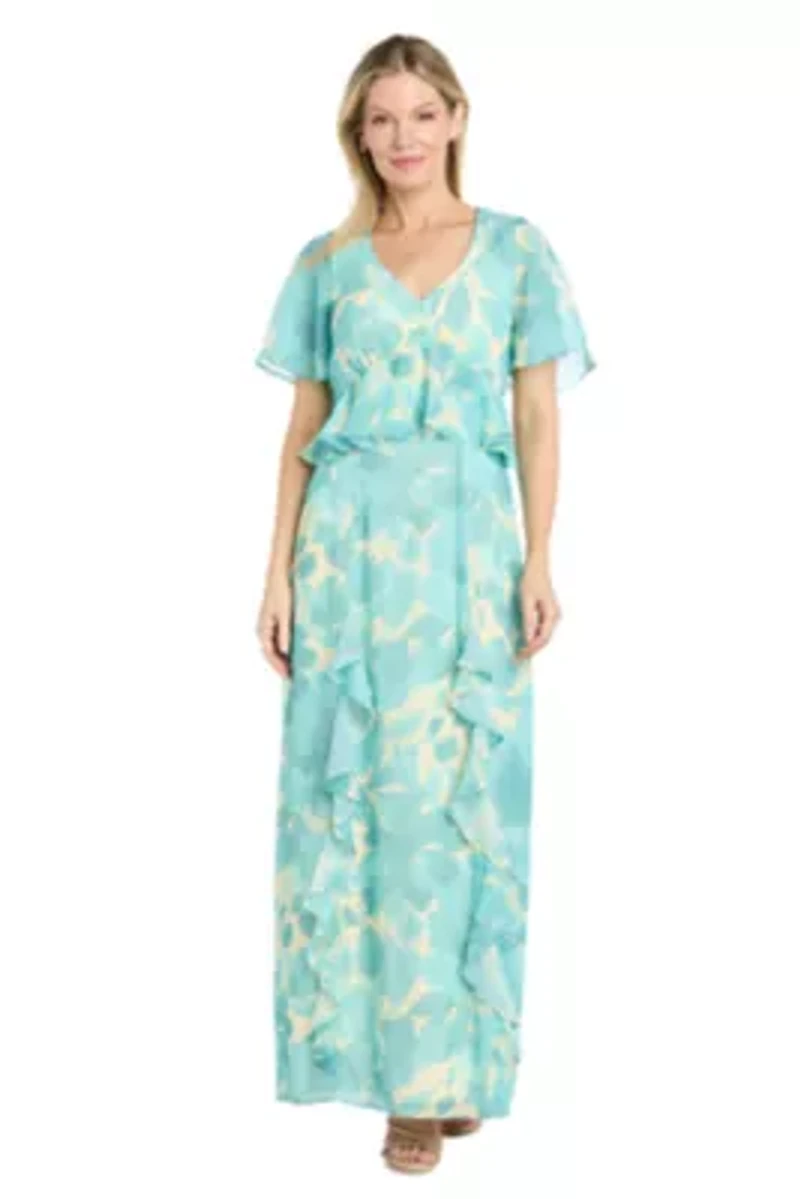 Printed Chiffon Peplum Dress