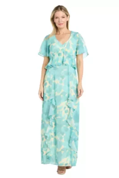 Printed Chiffon Peplum Dress