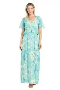Printed Chiffon Peplum Dress