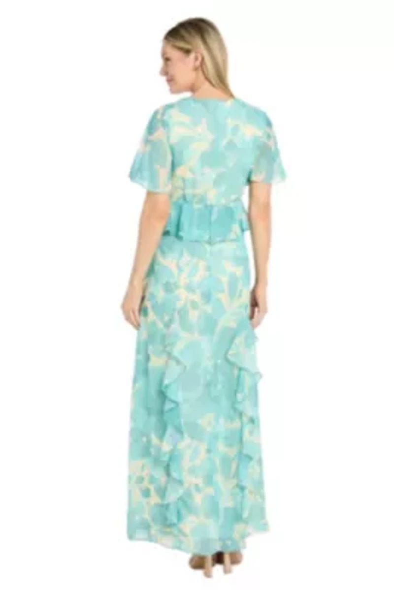 Printed Chiffon Peplum Dress