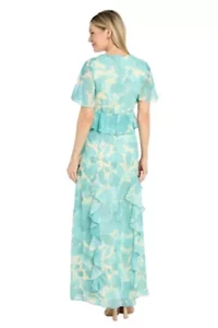 Printed Chiffon Peplum Dress