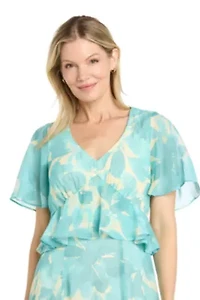 Printed Chiffon Peplum Dress