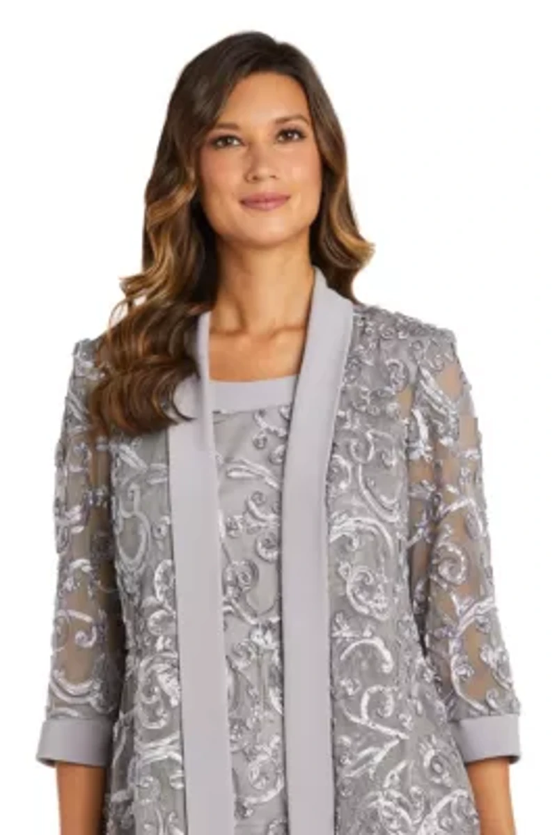 2Pc Mock Emb Souttache Pant Set With Necklace