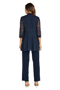 2Pc Mock Emb Souttache Pant Set With Necklace