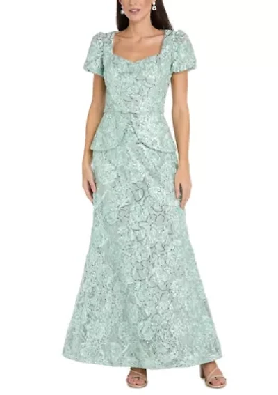 Women's Soutache Peplum Gown