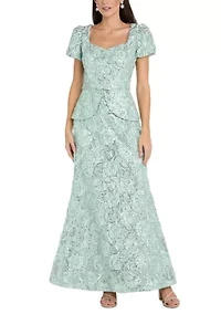 Women's Soutache Peplum Gown