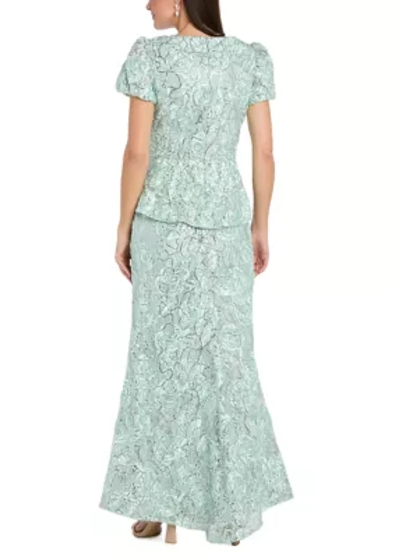 Women's Soutache Peplum Gown