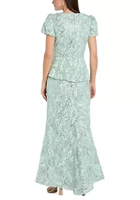 Women's Soutache Peplum Gown