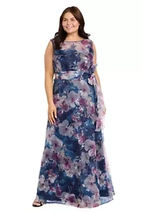 Long Organza Printed Dress