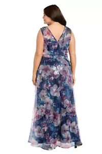 Long Organza Printed Dress